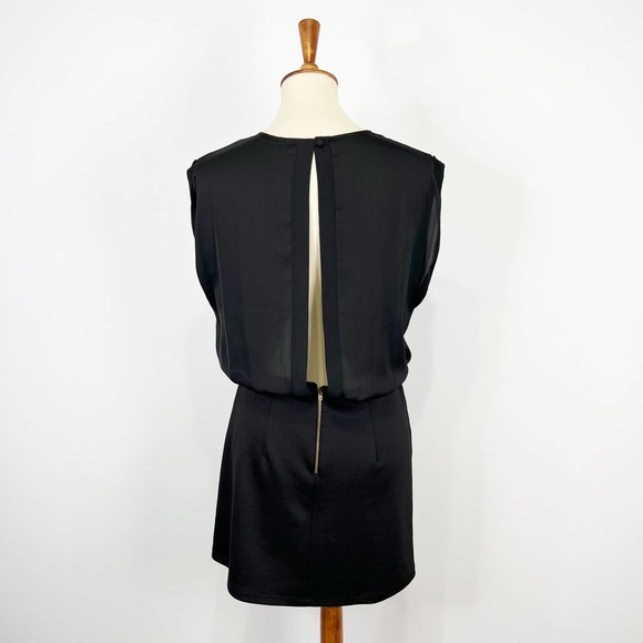 Topshop black mini dress chiffon top open back size 8 - Picture 2 of 6